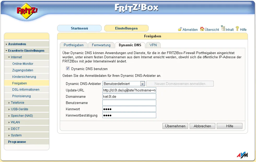 FritzBox DynDns Einstellungen
