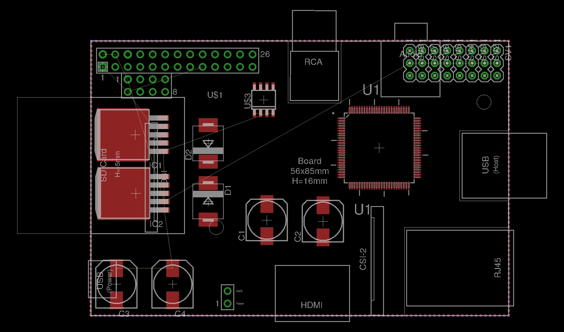 Ein Layout mit dem RPi Shield