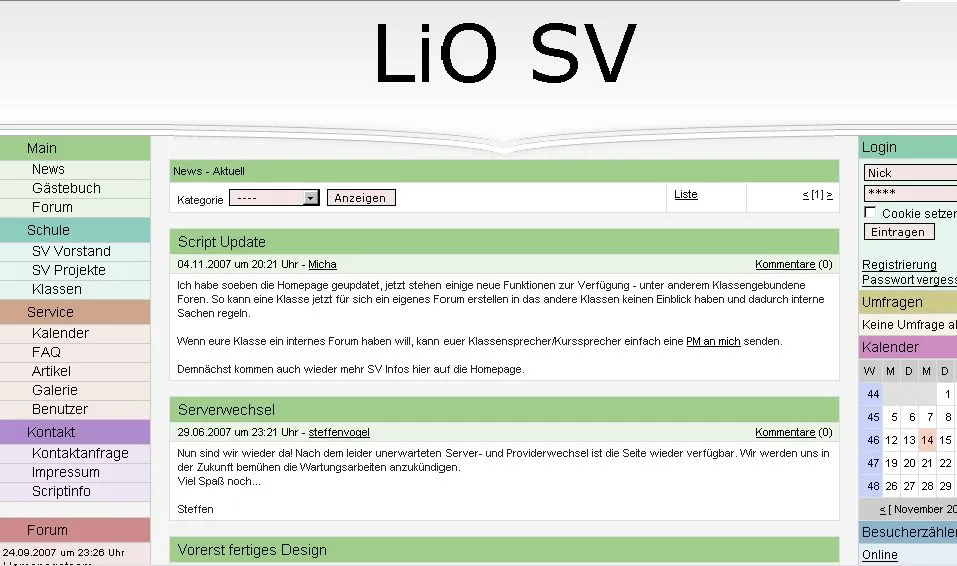 Screenshot der LIO SV Website
