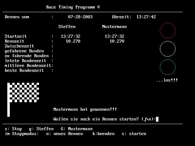Screenshot der RaceTime GUI