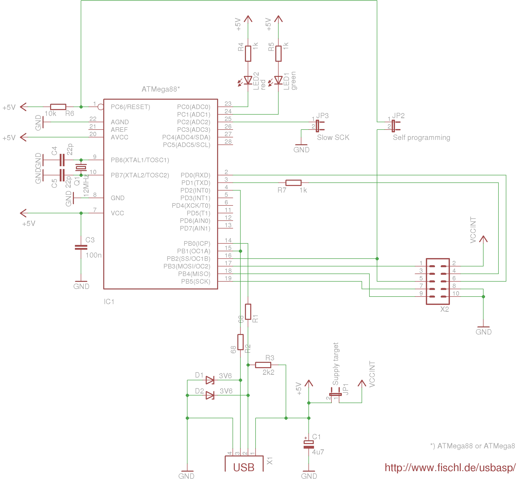 Schaltplan des USBASPs